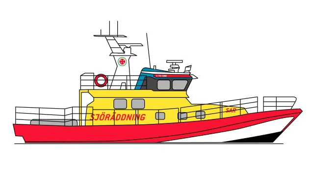 Illustration på Sjöräddningssällskapets 20-meters Rausingklass