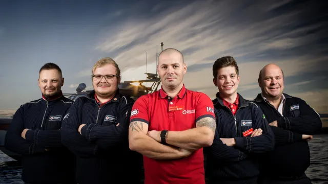 Frivilliga sjöräddare från RS Örnsköldsvik som blev årets sjöräddare för insats gjord under 2017
