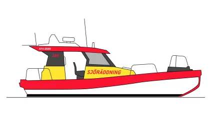 Illustration på Sjöräddningssällskapets räddningsbåt i Lars Bjerkander-klassen